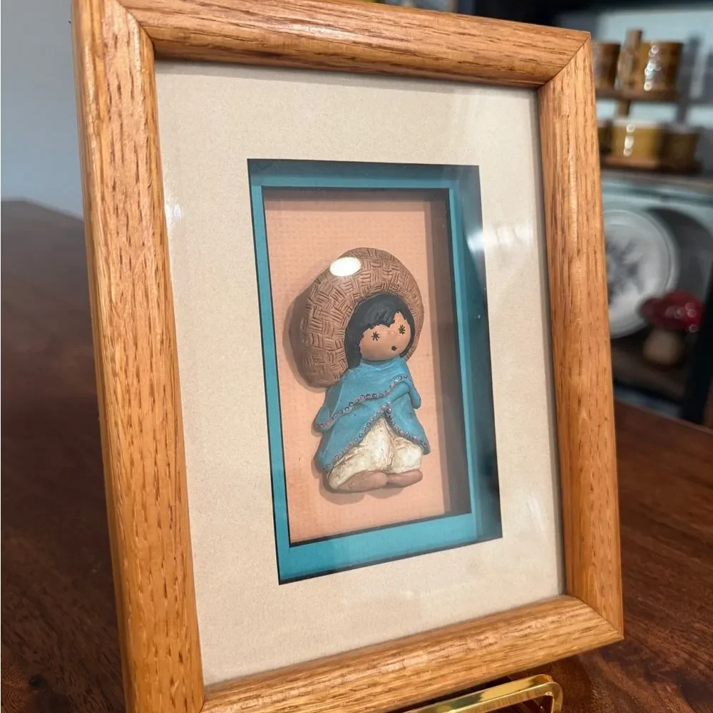 Framed Clay Figurine Art